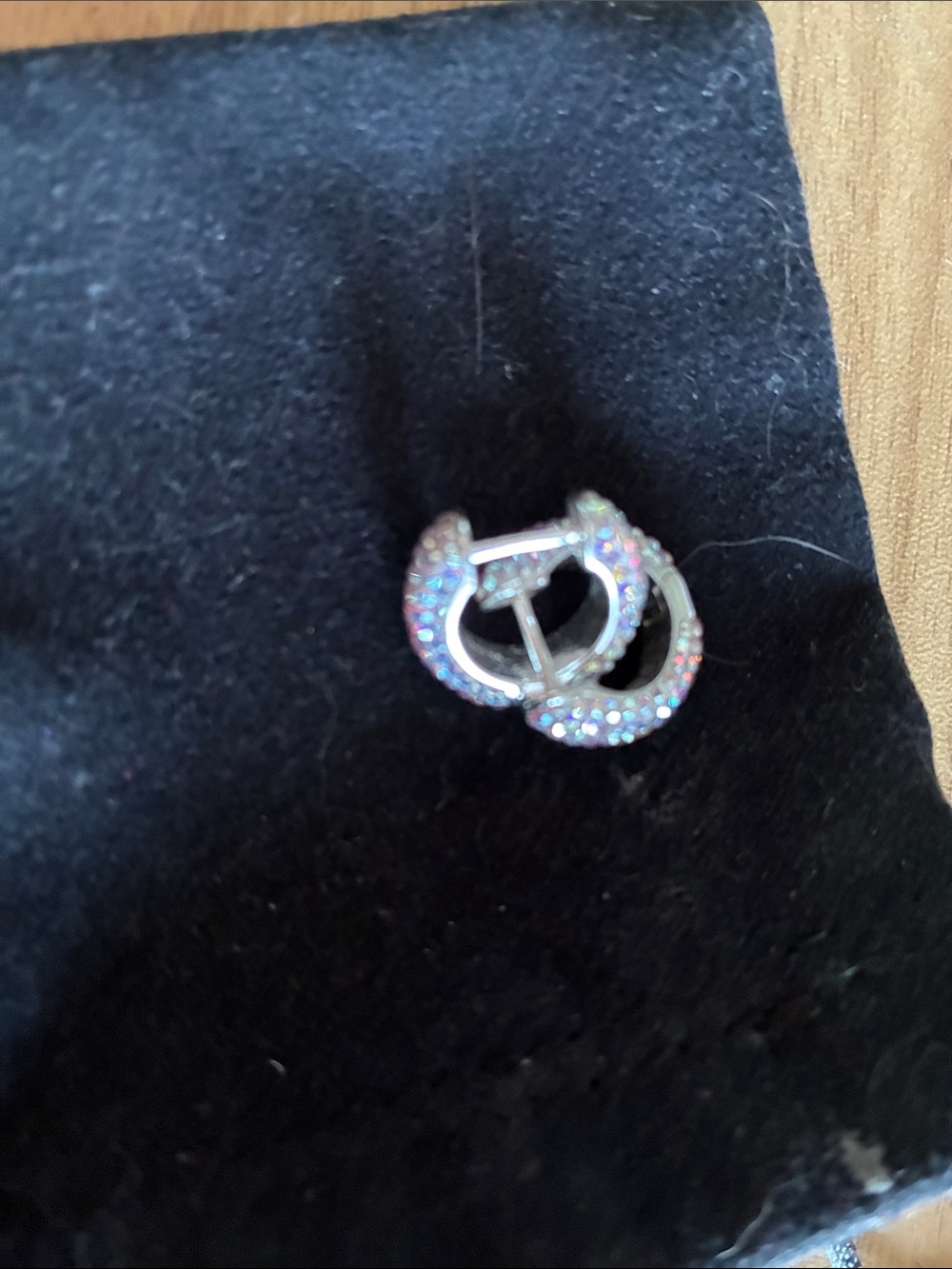 Silver-Tone Iridescent Crystal Hoop Earrings
